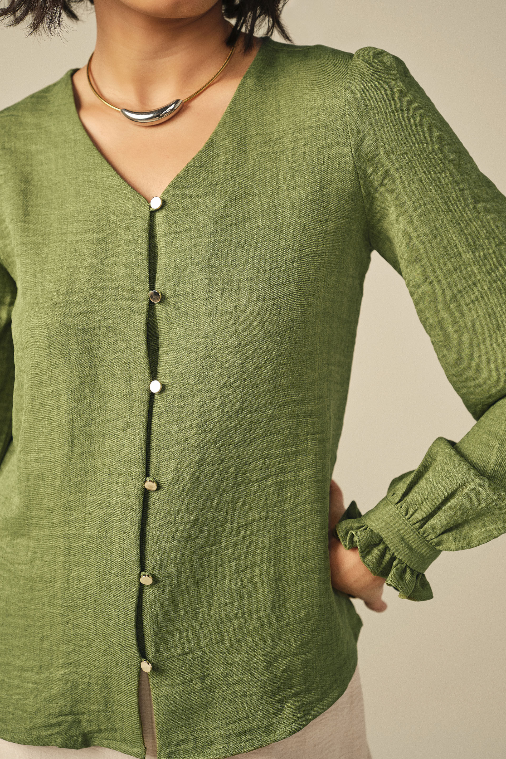 Full Sleeves Top in Green, Green, image 4